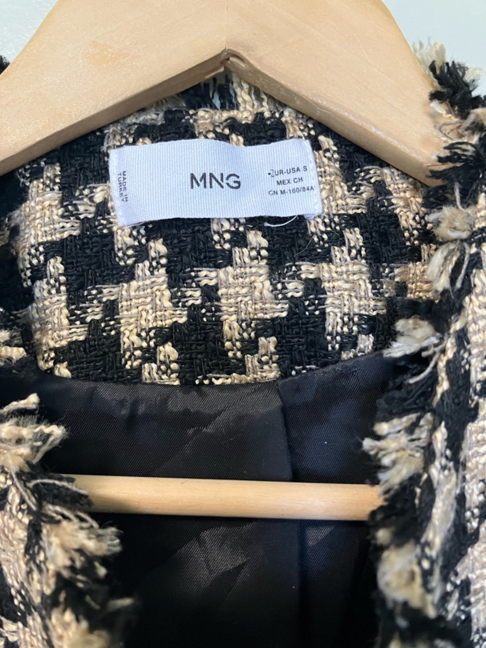Mango Black and Cream Houndstooth Tweed Blazer - Picture 6 of 9